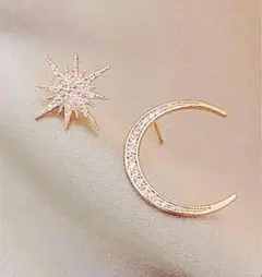 【ピアス　ゴールド】至高のムーンスターピアス オーストリアクリスタル