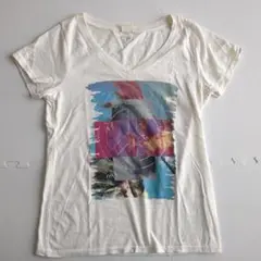 ROXY☆ホワイト グラフィックプリント Tシャツ