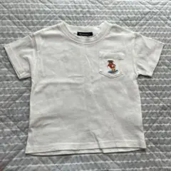 Moujonjon ホワイト Tシャツ 90cm ポケット付き 男の子　くま