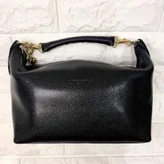 美品★ウンガロ　ハンドバッグ レザー　チャーム付き アクセサリーポーチ ブラック