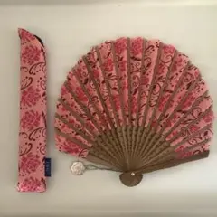 未使用 扇子 花柄 ピンク DHC