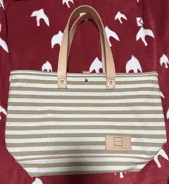 GUAPA ストライプトートバッグ 大きめ ベージュ 男女兼用