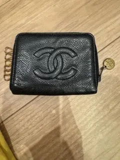 CHANEL ブラック レザー キーケース