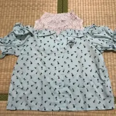 Algy 花柄 半袖シャツ 水色