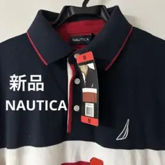 新品　NAUTICA ポロシャツ　かのこ　ロゴ刺繍　トリプルカラー　Mサイズ
