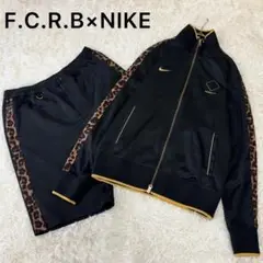 【美品】セットアップ　Nike× F.C.R.B M 黒 レオパード柄 ナイキFCRB セットアップレオパード柄