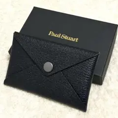 新品 ポールスチュアート エンベロープ カードケース コインケース 黒 伊製