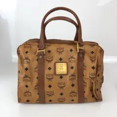 MCM エムシーエム ロゴ ボストンバッグ ヴィセトス レザー ブラウン