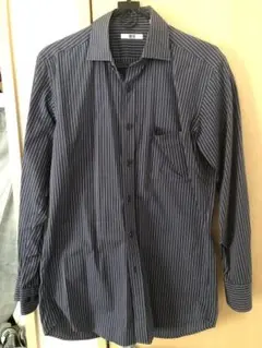 UNIQLO ネイビー ストライプ 長袖シャツ　M ユニクロ　即購入可能