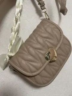 キルティング ハート ショルダーバッグ ベージュ Lace Ladies
