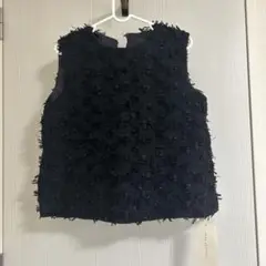 ブラックフリルノースリーブトップス