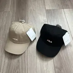 FILA フィラ　キッズ　帽子　キャップ　ベージュ　ブラック　2色セット