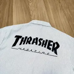 THRASHERスラッシャー　ピンストライプ 刺繍 ワークシャツ М