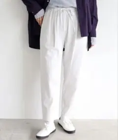 yuni 強撚コットン ナローパンツ　ユニ　ホワイト