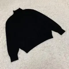 LANVIN CLASSIQUE ロゴ入りタートルネックニット　ウール　黒　48
