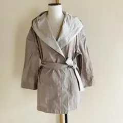 Max Mara STUDIO トレンチコート ベルト フード ベージュ系 M