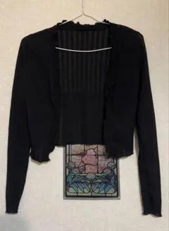 レディース　メッシュカーディガン　ショート丈　黒