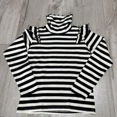 美品★黒白ストライプ タートルネック カットソー 150cm