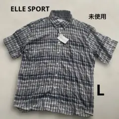 新品　タグ付き　ELLE SPORT メンズ　半袖チェックシャツ