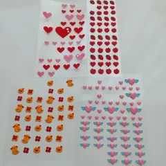レトロ　もこもこシール　フェルトシール ハート　あひる　いちご
