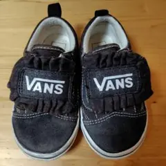 vans オールドスクール 16㎝ラメ マジックテープ フリル バンズ ブラック