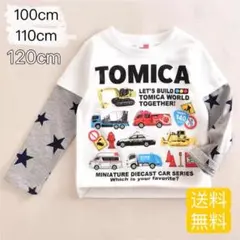 トミカ　長袖　Tシャツ　ホワイト　袖星柄 #196