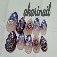 現品価格　ブラック×マーメイドワンホンネイル