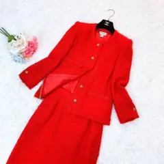 美品✨シャネル ヴィンテージ ツイード セットアップ スカートスーツ 彫刻ボタ