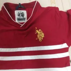 USPA 赤白ストライプ Vネック Tシャツ