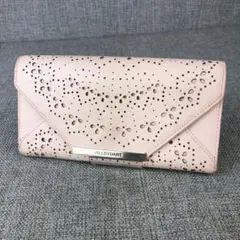良品 ジルスチュアート★レディース フラップ長財布 小銭入れ有 パンチングレザー