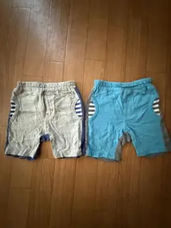 青とグレーのストライプパンツ2点セット