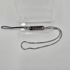 【美品】クリスチャンディオール　Dior ロゴ スマホストラップ　シルバー