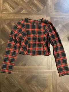ZABA チェック柄 クロップドシャツ Sサイズ