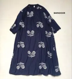 BARNDOOR ロング　ワンピース　刺繍　花柄　ネイビー　マキシ丈