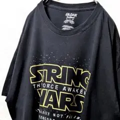 ギルダン ストリングウォーズ 英字ロゴ Tシャツ ブラック 黒 XL 古着