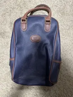 ネイビー レザー バッグ ダブルジッパー