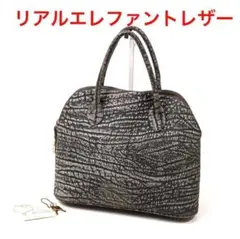 E3566-33◾️リアルエレファントレザー 鍵付 ハンドバッグ