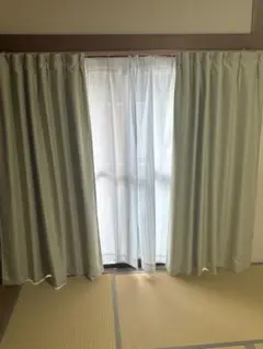 カーテン ドレープ レースセット 薄いグリーン 4枚セット 100×178cm