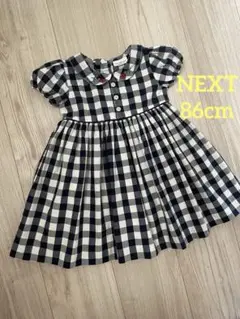 【美品】Next ネクスト ギンガムチェック 半袖 ワンピース 80 90 86