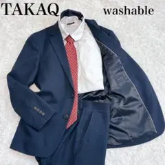 洗えるスーツ タカキュー ネイビー チェック 格子柄 A4 S セットアップ
