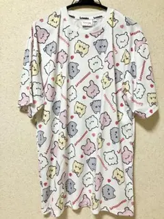 らぶいーず　総柄半袖Tシャツ　ホワイト