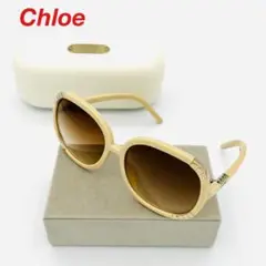 Chloe クロエ サングラス メガネ ラインストーン クリーム色 デカレンズ