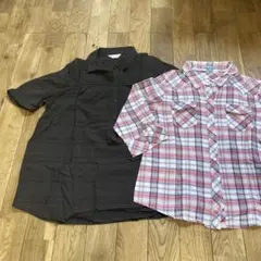 レディース 半袖シャツ 2枚セット 黒LL/赤系チェック L