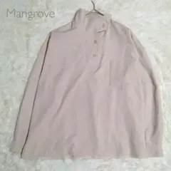 Mangrove ハイネックシャツ ベージュ 上品 ゆったりシルエット 長袖