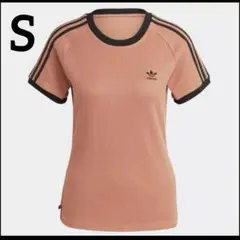 adidas リブ編み ブラウン ブラックTシャツ ライン