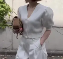 cygne ポワンカーディガン　oiivia + 白　美品