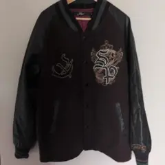 ブラウン ウール レザー スタジャン