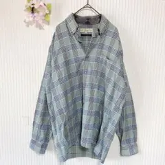 日本製★京都 美品 【QIQ ブラウンセレクト】 コットン シャツ L チェック