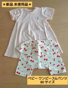 ＊新品 未使用品＊ベビー服 80サイズ ピンクのワンピース&パンツのセット