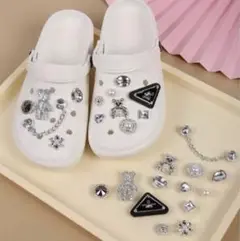630 くま ジビッツ 14個 クロックス アクセサリー シルバー